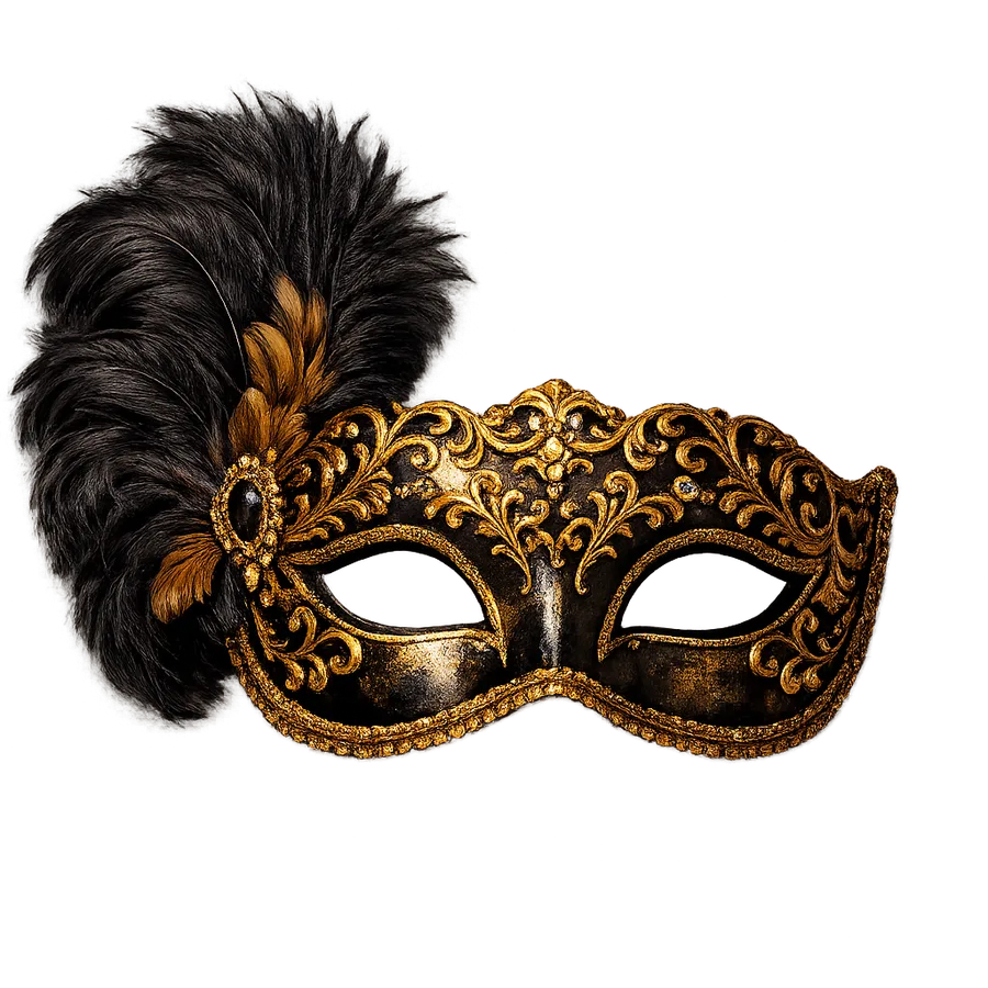 An ornate gold and black masquerade mask